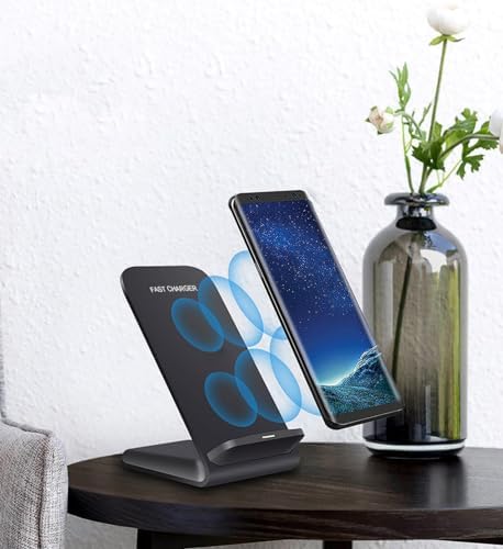2 Pack Wireless Charging Stand, 20W Fast Charging Stand with QC3.0 Adapter for Samsung Galaxy S25/S25+/S25 Ultra/S24/S23/S22/S21/Note, for iPhone 17 Air Pro Max/16/15/14/13/12/11 Series, and More.