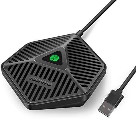 Conference USB Microphone, 360° Omnidirectional Computer Mic with Mute Button for Video Conference, Recording, Skype, Online Class, Plug & Play Compatible with Windows/macOS/PC/Laptop(JV808)
