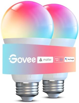 Govee Smart Light Bulbs 1200 Lumens, 12W 85W Equivalent, 2 Pack