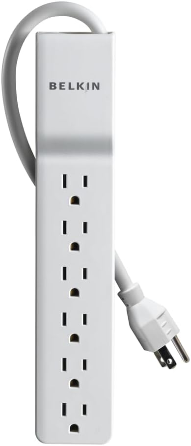Belkin Surge Protector Power Strip 6 AC Outlet 10ft Cord White 700 Joules