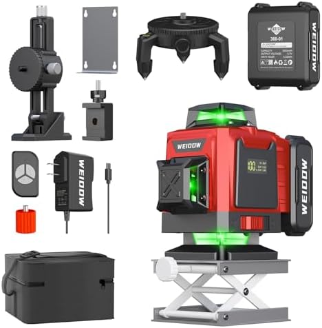 WEIDDW Laser Level 360° Green Cross Line Self Leveling Laser Measuring Tool