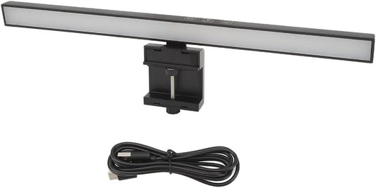 Laptop Monitor Lamp, Black LED Computer Monitor Light Bar, Anti Blue Light Clip-On ABS Screen Lamp, 13 x 0.6 in