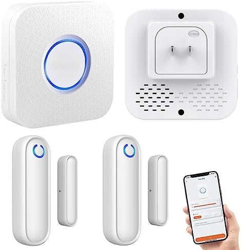 Caregiver Pager WiFi Door Alarms for Dementia Patients with Phone App,WiFi Smart Door Sensor Alarm for Kid Safety/Home Security/Elderly/Business/Store/Mailbox(2 Sensor 1 Gateway)