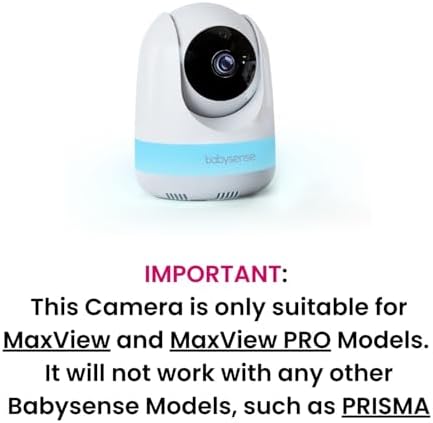 Babysense Add On Camera Video Baby Monitor MaxView, Remote Pan Tilt Zoom, Two-Way Talk-Back Audio, Long Range, Night Vision, RGB Night Light, Lullabies, Temperature Monitoring