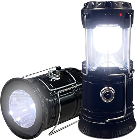 2-Pack Collapsible Camping Lantern XTAUTO Solar USB Rechargeable Portable Lightweight Waterproof LED Flashlight Survival Kits for Indoor Outdoor Home Emergency Light Power Outages Hiking Hurricane