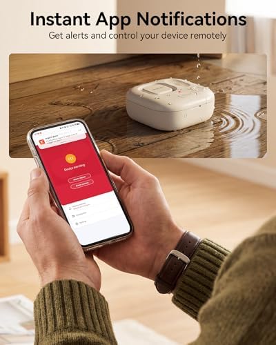 TECKNET Wi-Fi Water Leak Detector Kit, 120dB Smart Water Sensor with APP Push and Sound Alarm, Water Alarm Leak Detector for Home Kitchen Bathroom Basement (5 Sensors + 1 Gateway, Batteries Included)