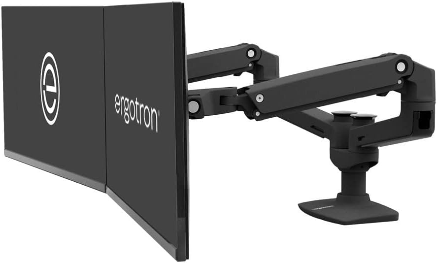 Ergotron – LX Dual Monitor Arm, VESA Desk Mount – for 2 Monitors Up to 27 Inches, 7 to 20 lbs Each – White