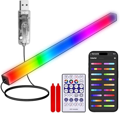 RGB LED Monitor Ambient Light Bar, 16 Inch USB Powered, APP Control & Music Sync, 16 Million Colors Dimmable, Gaming/Desk Display Backlight