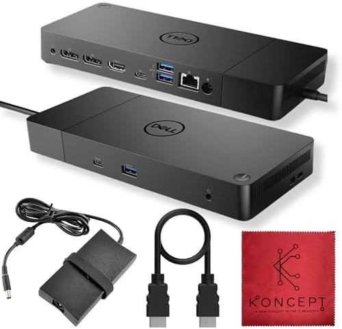 WD19 Dell Docking Station - Dual Monitor USB-C Dock with 180W & HDMI Cable | VGA & Mini DisplayPort Support, RJ45 Ethernet, Multiple USB 3.0/2.0 Ports, Audio Connectivity & One-Cable Workstation Setup