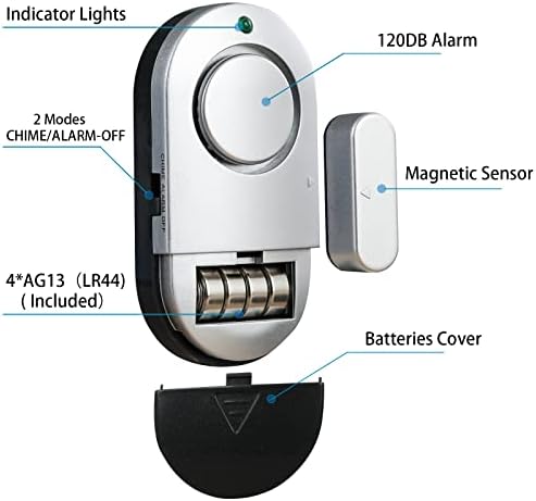 Window Alarm Sensors, Door Alarms for Home Security,120 DB Pool Door Alarm for Kids Safety (8 Pack)