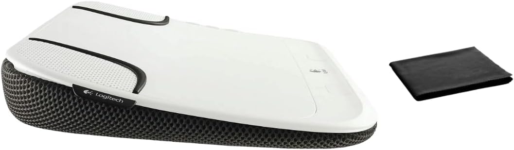 Logitech Speaker Lapdesk N550 with Integrated Stereo Speakers, USB-Powered, 14" Laptop Compatibility, Heat Shielding, Adjustable Viewing Angle, Plug-and-Play USB, Air-Mesh Fabric, W/Cleaning Cloth