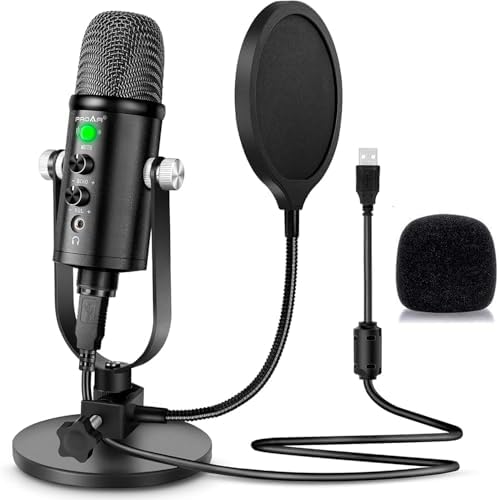 USB Condenser Microphone Kit with Desktop Stand and Phone Adapters | Plug-and-play podcast mic kit for PC and phone, for gaming, streaming and recording. Cardioid pickup keeps voices clear.