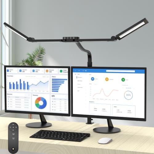 24W Bright Led Desk Lamp with Remote, 1500LM Architect Desk Light for Home Office with 4 Adjustable Light Bars & Clamp, Gooseneck Tall Drafting Table Lighting for Computer Monitor Hobby Puzzle