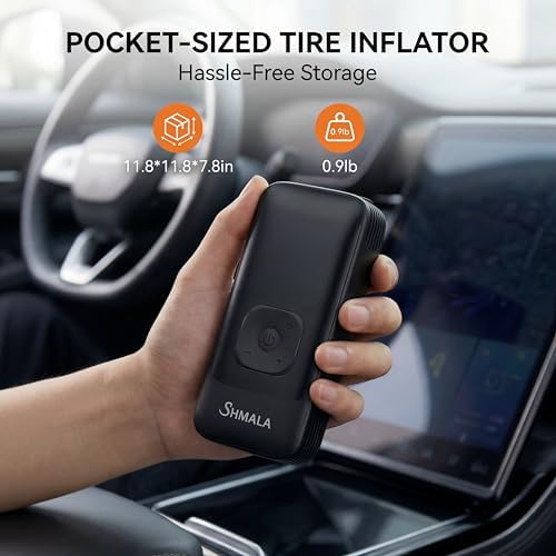Tire Inflator Portable Air Compressor – Cordless Air Compressor with Digital Gauge, LED Light, Power Bank & Auto-Shutoff Tire Air Pump for Car, Motorcycle & Bicycle Tires