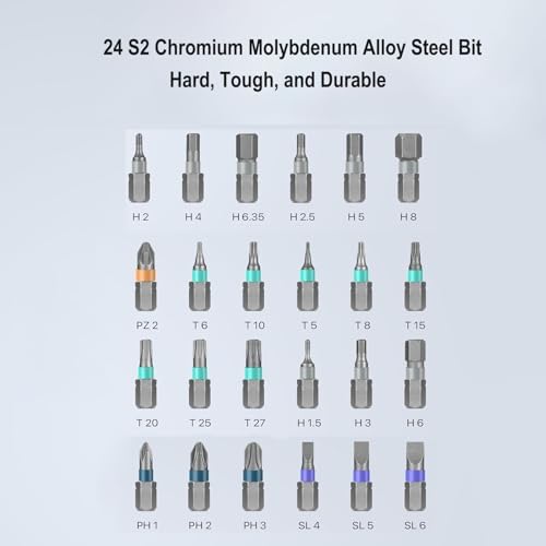 24-in-1 Ratchet Screwdriver Set, Magnetic Precision Bits with Detachable Handle & Case, Multi-Purpose Mini Screwdriver Kit for DIY, Electronics, Watch & Home Repair