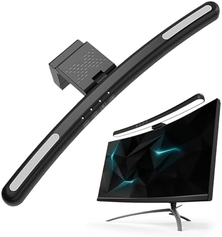 Curved Monitor Light Bar with 7 RGB for 24-27 Inch Screen, Stepless Dim