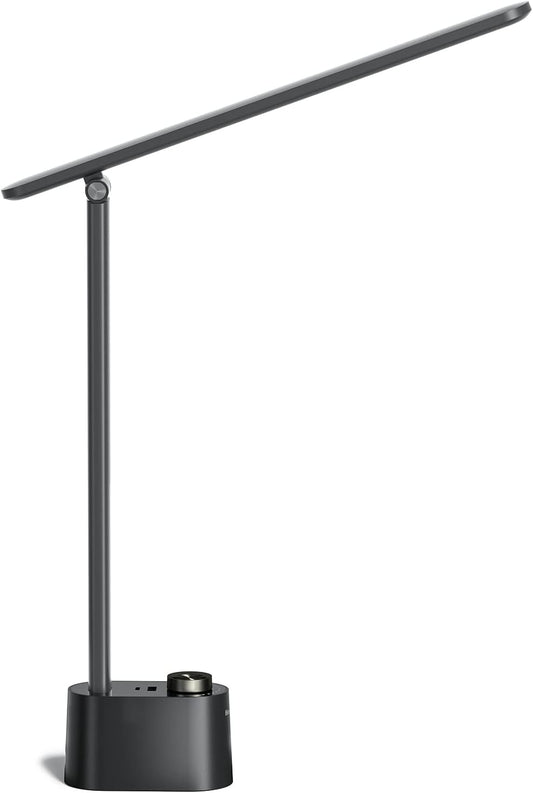 Honeywell HWT-H01 LED Desk Lamp, Foldable & Stepless Dimmable, Black | Sunturalux Eye-Caring Desk Light with Charging Ports, Modern Table Lamp, Reading Lamp for Home Office Bedroom College Dorm