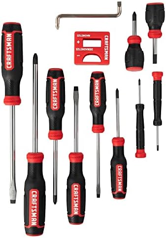 CRAFTSMAN Screwdriver Set, 12 Pc, Includes Flat Head and Phillips Screwdrivers, Offset, Magnetizer/Demagnetizer (CMHT65130)