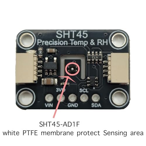 2PCS SHT45 PTFE Membrane Precision Temperature Humidity Sensor Module, 0.1°C Precision, I2C Interface,Temp/RH, Breakout Board for Arduino ESP32