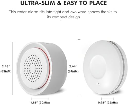 Micmi Smart Water Leak Detector Kit, WiFi Water Sensor Alarm Ultra-Long Range, SMS/APP/Email Alerts, 3 Water Sensors and 1 Base Station, Suit for Home/Basement/Kitchen/Laundry