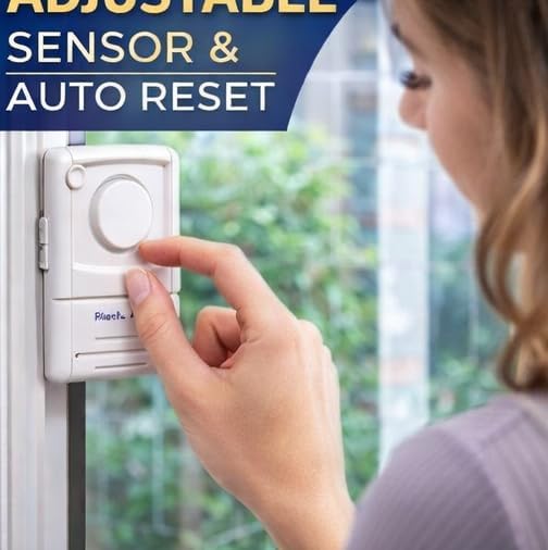 120dB Window or Door Alarm Vibration Security Emergency Burglar Wireless Shock Detection, Home Security, Safety, Apartment, Condo, Dorm, House, Easy, Adhesive, Warning, Battery Operated, Loudest