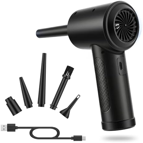 Compressed Air Duster,100000RPM Electric Air Duster for Computer Keyboard | Rechargeable Cordless Air Blower with LED Light, Fast Charge Portable Air Can for PC Cleaning