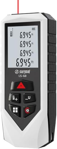 Laser Distance Measure Backlit LCD Measuring Tool 196FT | ±2mm Accuracy M/in/Ft, Area / Volume / Pythagorean, Includes AA Batteries, Home Decor, DIY Woodworking Indoor Projects Gift