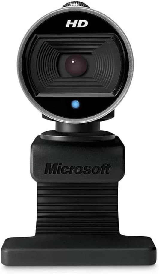 Microsoft LifeCam Cinema 720p HD Webcam with Built-In Noise-Cancelling Microphone, Light Correction, USB Connectivity, for Video Calling on Teams/Zoom, Compatible with Windows 8/10/11/Mac