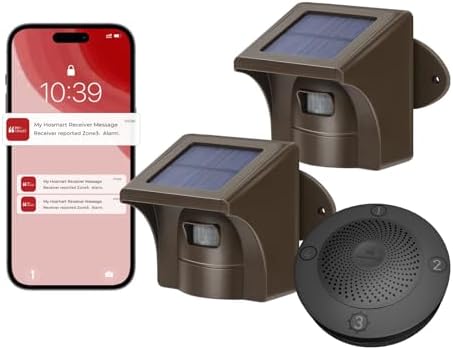 eMACROS Pro3 2.4G Wi-Fi Solar Driveway Alarm,1 Receiver+2 Sensors