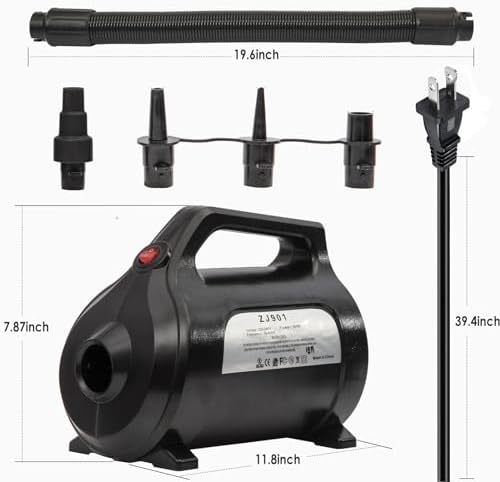 Electric Air Pump 120V for Inflatable Towable Tube/Boat/Air Mattress/Swim Ring/Pool Toy/Snorkel/Water Sports with 5 Valve Adapters