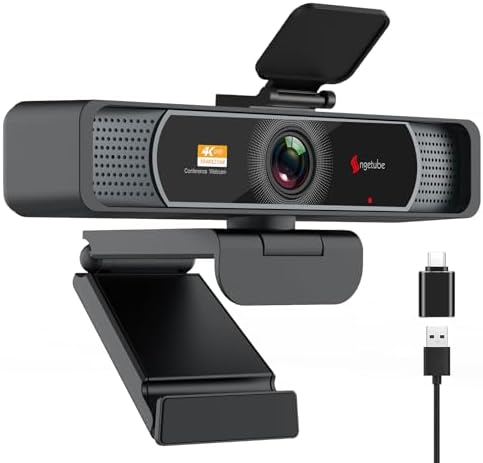 Angetube Wide Angle 4K Webcam for PC, 120° FOV Video Conference Web Camera | PDAF Autofocus, 2 Noise-Cancelling Mics, 1080P@60FPS, Auto Light Correction, USB-A/C, Privacy Cover, for Mac Laptop Desktop