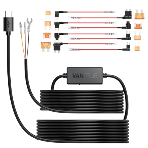 Vantrue 11.5ft USB-C Hardwire Kit, Compatible with All Vantrue Dashcams | 12V–24V to 5V, Hardwire Kit with Acc Functionality, Low Voltage Protection for Dash Cam, 24/7 Parking Mode for DashCam