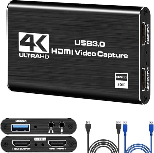 Video Capture Card Nintendo Switch, 4K HDMI Video Capture Card, 1080P 60FPS, HDMI to USB 3.0 Capture Card for Streaming Work with Camera/Xbox/PS4/PS5/PC/OBS