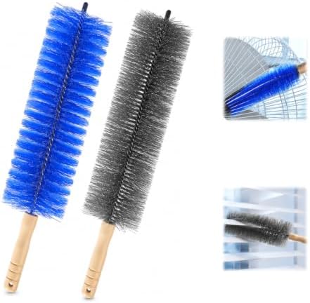 2Pcs Fan Cleaning Brush,Bendable Microfiber Head,2026 New Upgrade Bendable Dusting Brush Microfiber Duster for Electric Fan and Blind,Washable Fan Cleaner Brush for Air Vents,Curtains(Blue + Gray)