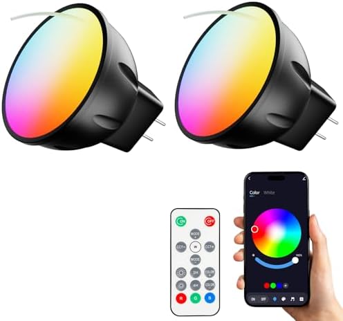 Color Changing MR11 LED Bulb 12V 3W Smart Bluetooth Bulb 2-Pack