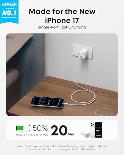 Anker Nano Phone Charger,47W Max 2-Port GaN Fast Charger USB C | Compact Foldable USB C Charger for iPhone 17/17 Pro Max/16 Series, Galaxy, Pixel, and MagSafe Compatible Accessories (White)