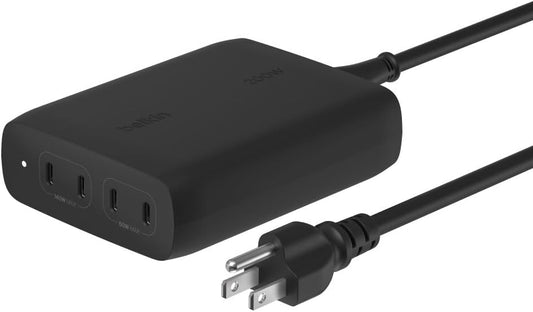 Belkin 200W 4-Port GaN USB C Charger Block, Fast Charging for MacBook | Multi-Port PD 3.1 Charger, 5ft Power Cord, iPhone 17, Air, iPad, Samsung Galaxy S26, Google Pixel 10