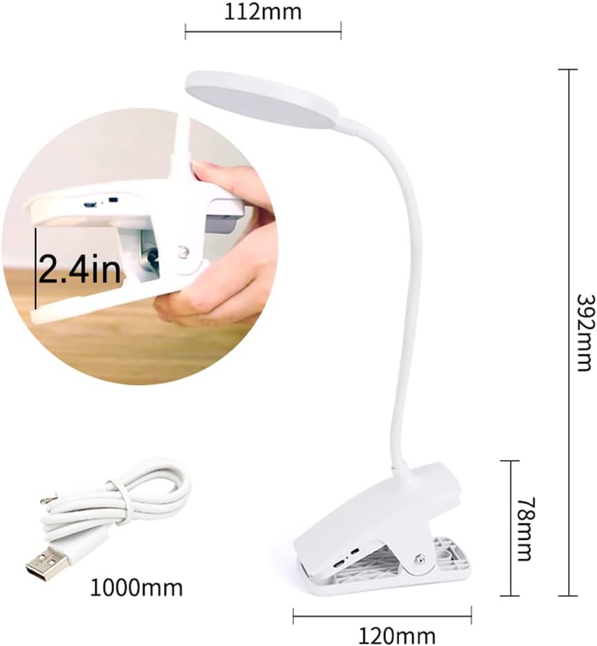 SUNLONG Dorm Room Essential Clip on Light Wall-Mounted, 3 Color Portable Desk Light Mini Clip Lamp, Battery Operation Small Desk Lamp with Clamp, Reading Lights for Books Bunk Bed Headboard Makeup