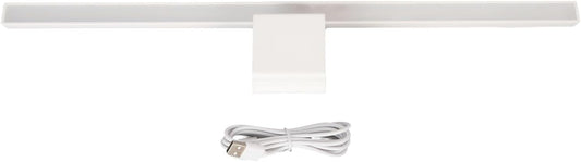 BORDSTRACT LED Monitor Light Bar, Stepless Dimming & 3 Color Temperature Adjustable Anti Glare Eye Care USB Computer Lamp Ultra Wide Lighting Weighted Clip On Desk Lamp for All Computer Scree (White)