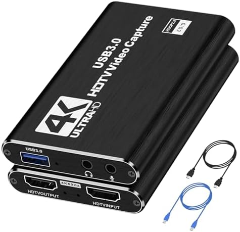 Capture Card for Streaming 4K HDMI Video Capture Card USB 3.0 Video Capture Device Full HD 1080P 60FPS Video Recorder Card for Game Recording Live Streaming Broadcasting Online Meeting Teaching