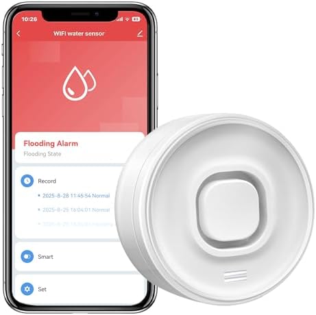 WiFi Water Leak Detector: Smart Water Sensor with 100dB Adjustable Alarm & App Notification, Water Leakage & Low Water Level Monitoring, Water Detector Alarm for Kitchen, Bathroom, Basement