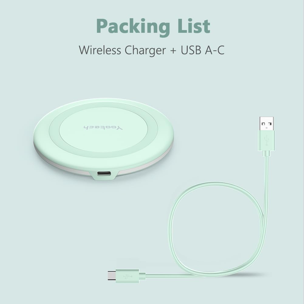 Yootech Wireless Charger,10W Max Wireless Charging Pad Compatible with iPhone 17/17 Pro/17 Pro Max/Air/16/15/14/13/SE 2022/12/11,Samsung Galaxy S25/S24/S23,for AirPods Pro 3(No AC Adapter)