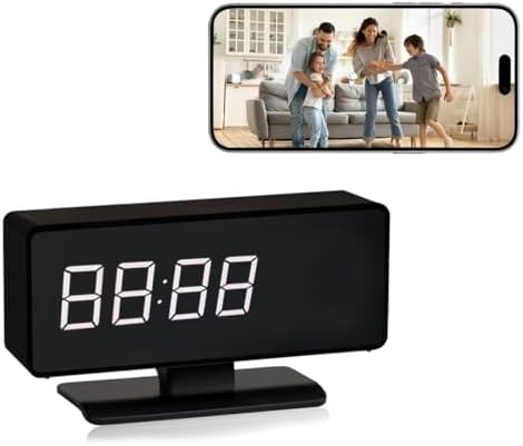 WiFi Hidden Full HD 4k Camera Clock - Nanny Cam with 145° Wide-Angle Lens, Night Vision & Motion Detection, Wireless Indoor Hidden Camera for Home Security Monitoring Remote Live Stream
