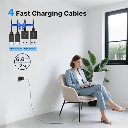 2 Pack 200W USB C Charger Block, Foldable GaN5 Super Fast Charger USB C | Dual 65W Type C Charging Block, Laptop 4-Port Fast Charging Adapter for MacBook Pro/Air, iPad, iPhone, Samsung Galaxy Black