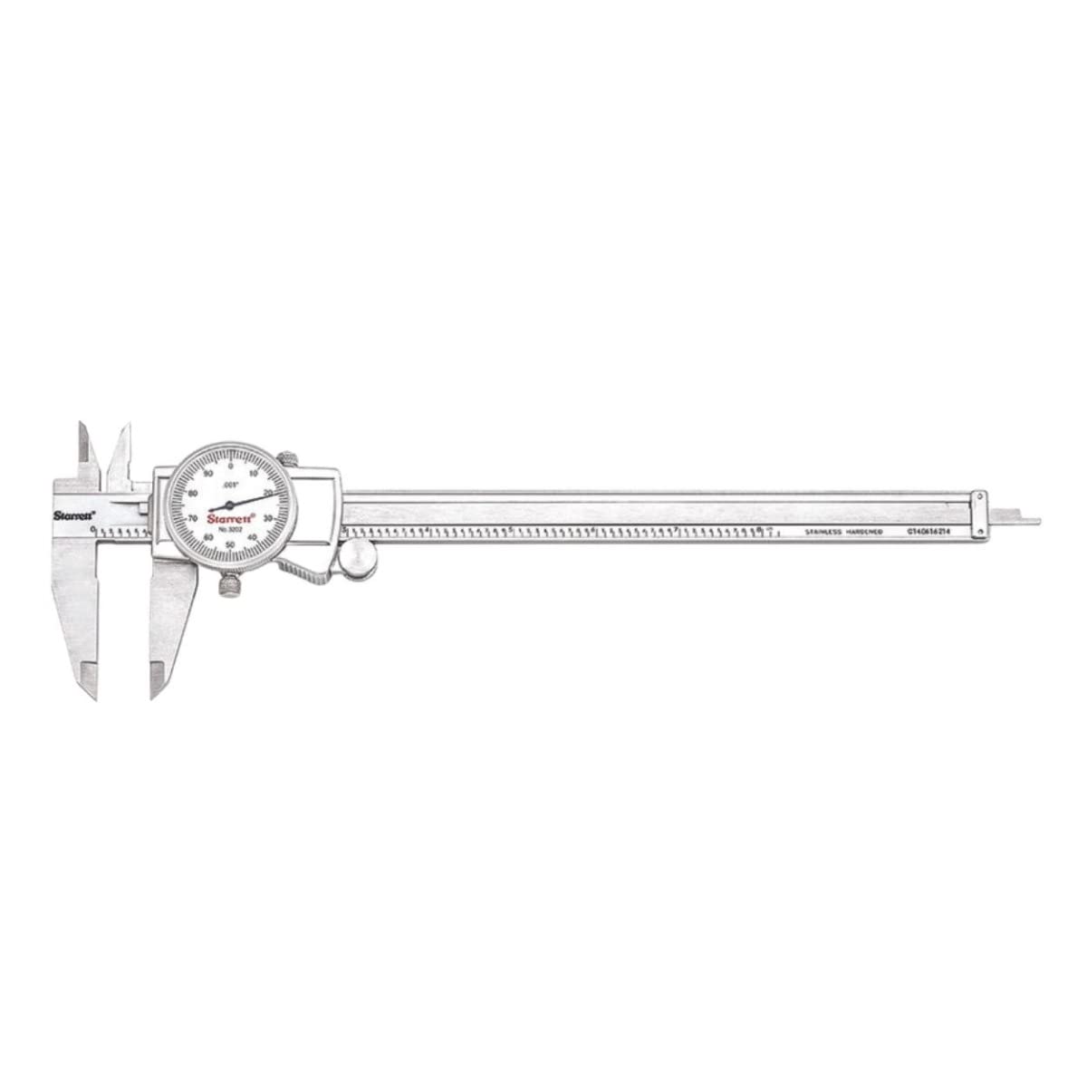 Starrett Dial Caliper, Adjustable Bezel, 0-6" Range, .001" Grad | White Face, 0.001" Accuracy, Fitted Case Included, 6" Range, 3202-6