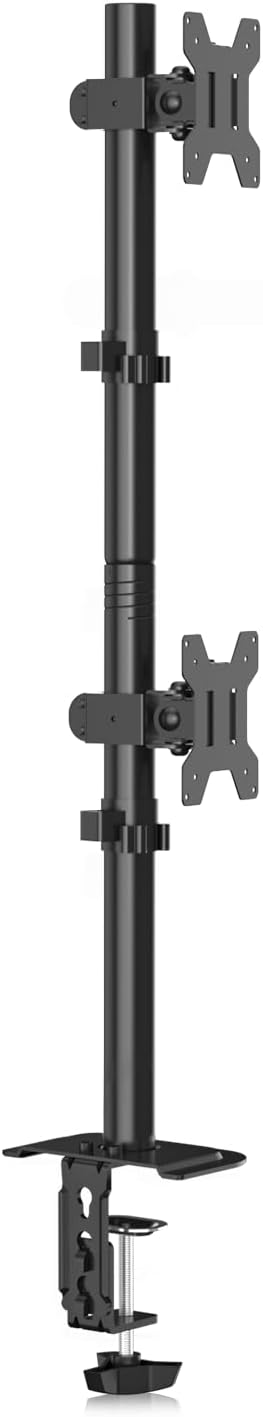 Bracwiser Dual Vertical Fully Adjustable Monitor Arm Stand Mount Fits Two Screen 13-32 inch 22lbs for Monitor Computer Screen 13 15 17 19 20 22 23 24 26 27 32 inch VESA 75 100 (MD7802)