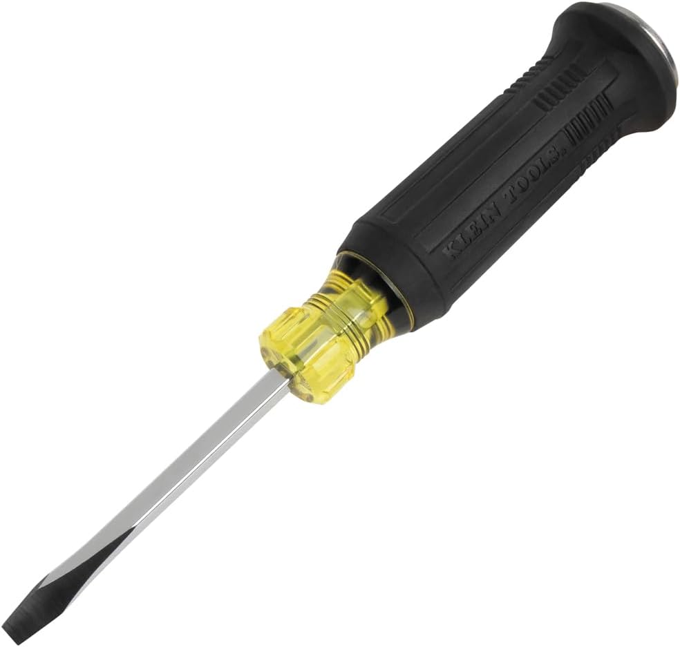 Klein Tools 85442DD Screwdriver Set, Demolition Screwdriver, 1/4-Inch and 5/16-Inch Keystone Tips with Plated Metal Strike Cap, 2-Piece