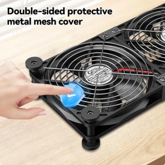 ELUTENG 140mm Dual USB Computer Fan with Temperature Controller Flow VR Blower for 3 Speed Control Max 1500RPM Cooling Ventilator with 8 Silicone Pads for Laptop/Receiver/DVR/Computer Cooling