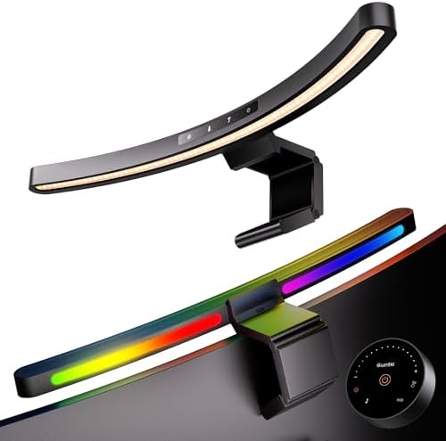 Quntis 17.7'' Curved Monitor Light Bar RGB Backlight with Music Sync, Black