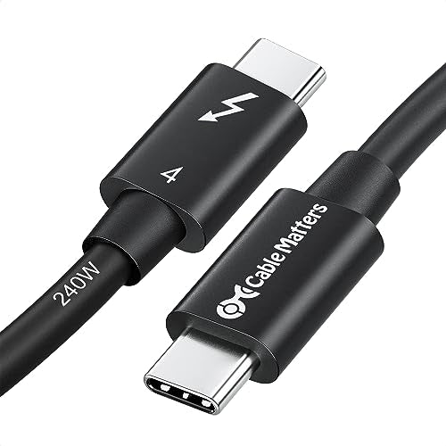 Cable Matters [Intel Certified] 40Gbps Thunderbolt 4 Cable, 3.3ft / 1m | Black, [8K@60Hz / 4K@240Hz, 240W Charging, 40Gbps Data Transfer], Compatible with Thunderbolt 3, USB4, USB-C